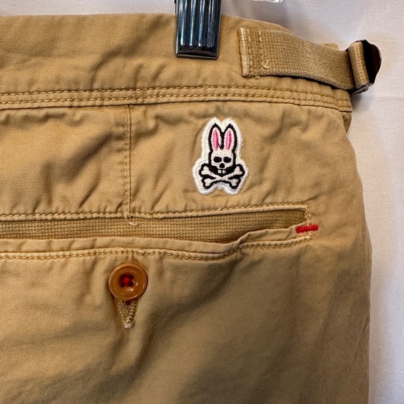 Psycho Bunny Size 38 Classic Chino Shorts Dark Khaki Tan 9" Inseam - Picture 8 of 10
